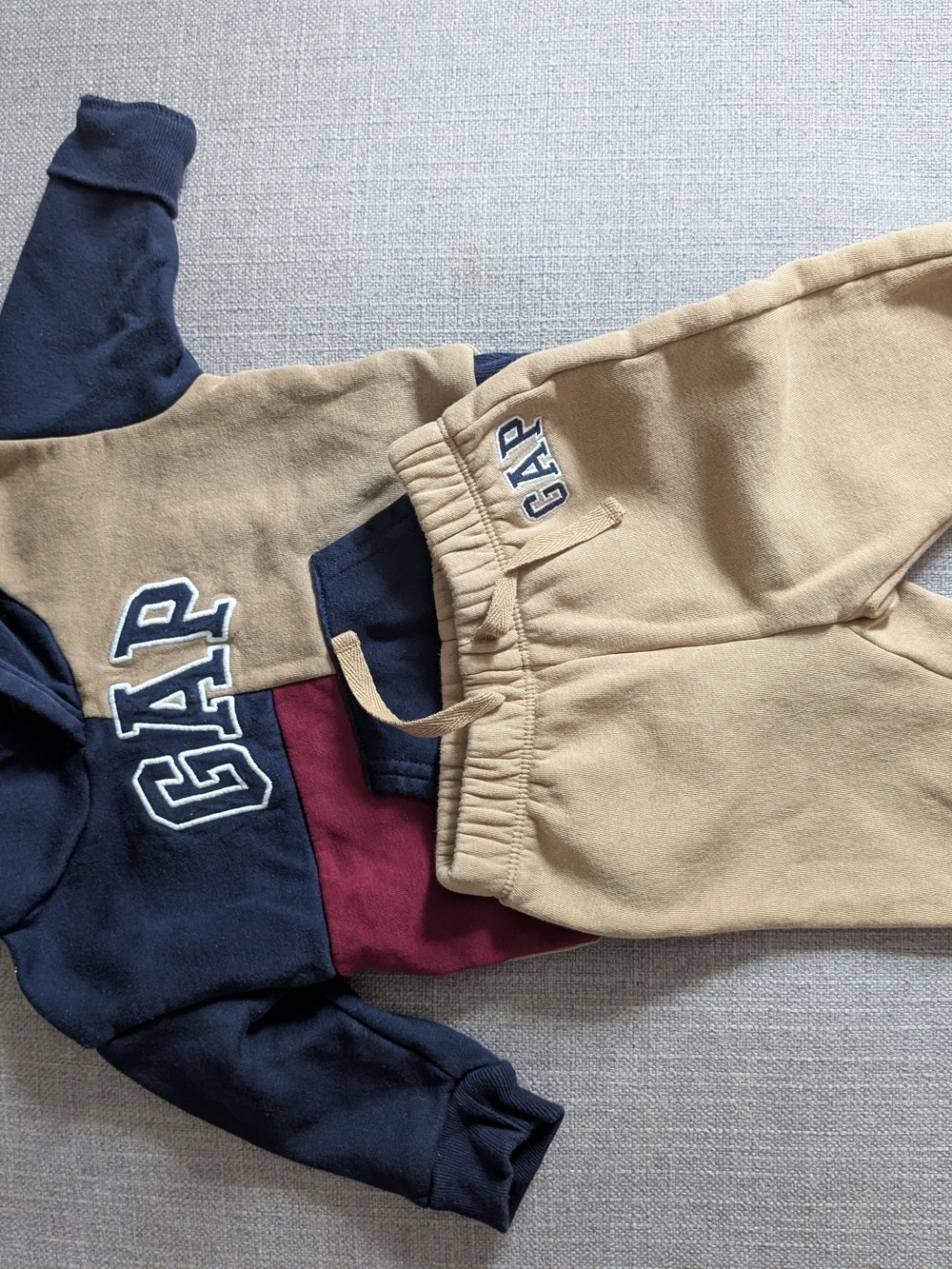 GAP Navy, Burgundy & Tan Toddler Sweatshirt and Sweatpants Set